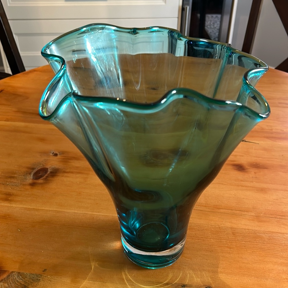 Blue glass vase